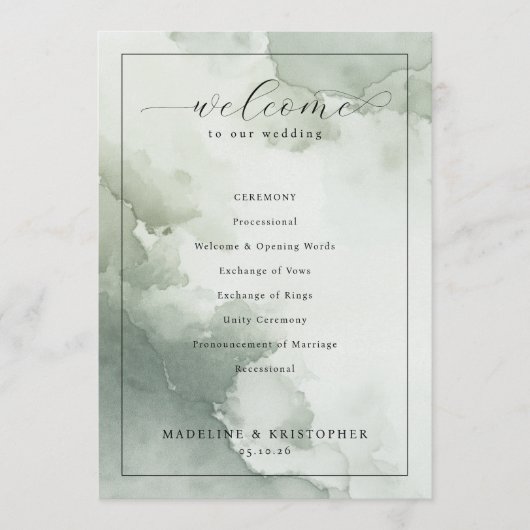 Programme Calendrier de cérémonie de mariage à l'aquarelle v (Devant)