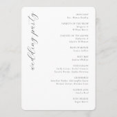 Programme Calendrier de cérémonie de mariage gris élégant (Dos)