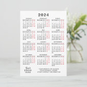 Programme Calendrier de l'année 2024 blanc noir rouge minima (Debout devant)