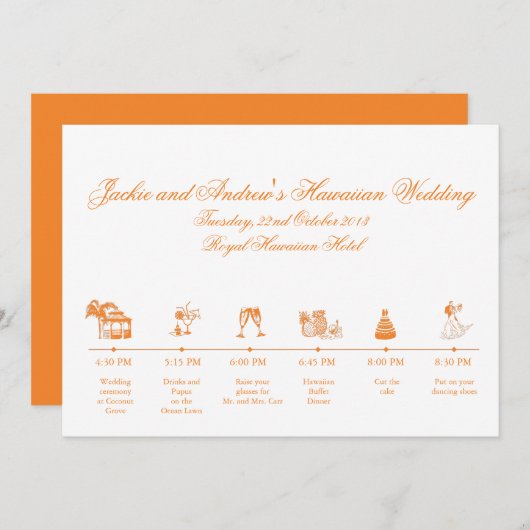 Programme Calendrier de l'itinéraire de réception de mariage (Devant / Derrière)