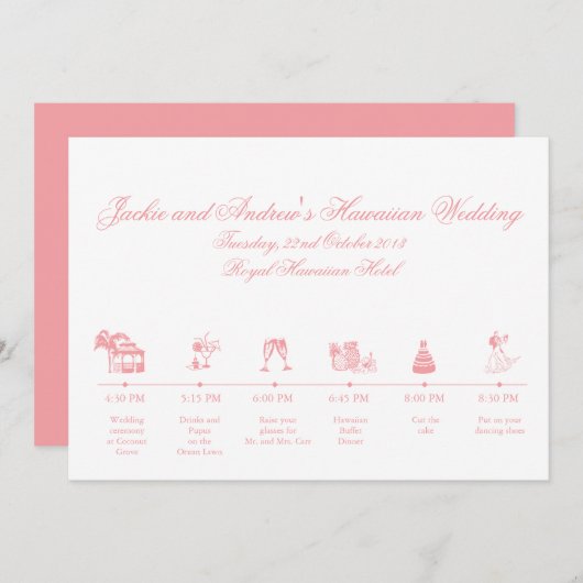 Programme Calendrier de l'itinéraire de réception du mariage (Devant / Derrière)