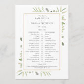 Programme Calendrier de mariage à la verdure aquarelle (Devant)