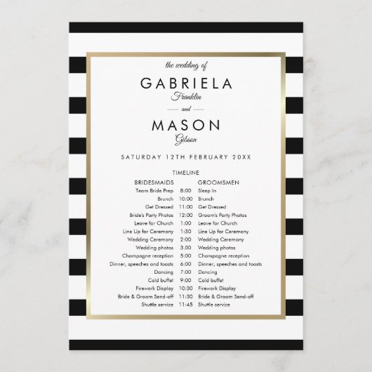 Programme Calendrier de mariage à rayures classiques (Devant)