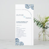 Programme Calendrier de mariage aux hortensias bleus élégant (Debout devant)