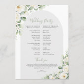 Programme Calendrier de mariage botanique floral vert Végéta (Dos)