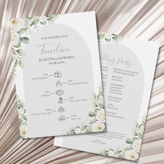 Programme Calendrier de mariage botanique floral vert Végéta
