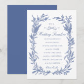 Programme Calendrier de mariage Couronne de fleurs bleues ro (Devant / Derrière)