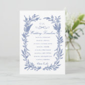 Programme Calendrier de mariage Couronne de fleurs bleues ro (Debout devant)