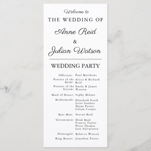 Programme Calendrier de mariage moderne blanc et code QR de (Devant)