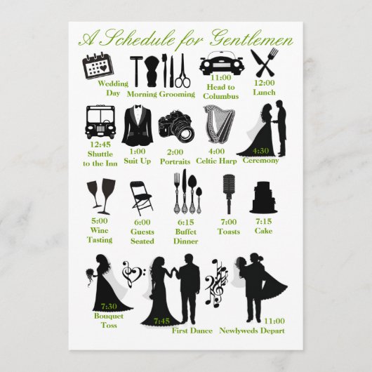 Programme Calendrier de Mariage pour Garçons d'Honneur (Devant)