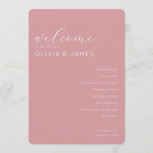 Programme Calendrier de mariage rose élégant