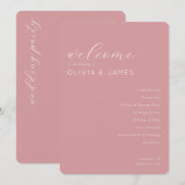 Programme Calendrier de mariage rose élégant (Devant / Derrière)