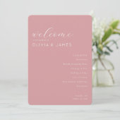 Programme Calendrier de mariage rose élégant (Debout devant)