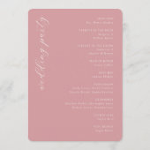 Programme Calendrier de mariage rose élégant (Dos)