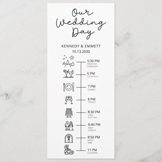 Programme Calendrier du jour de mariage en montagne Programm (Devant)