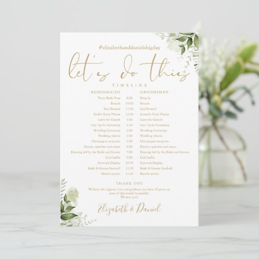 Programme Calendrier du Mariage Floral Gold de verdure (Debout devant)