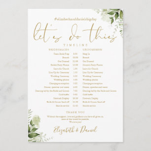 Programme Calendrier du Mariage Floral Gold de verdure
