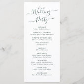 Programme Calligraphie Chic Sage Green Cérémonie Mariage (Dos)