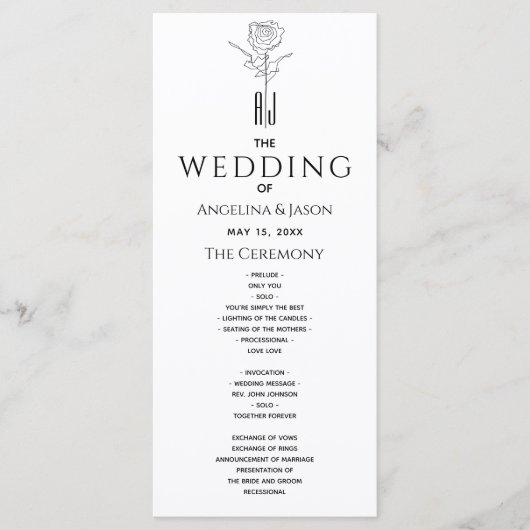 Programme Calligraphie de mariage simple moderne (Devant)