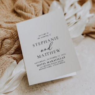 Programme Calligraphie Mariage plié noir et blanc