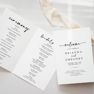 Programme Calligraphie Moderne Élégant Mariage plié