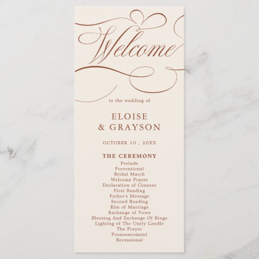 Programme Calligraphie moderne Mariage en terre cuite intemp (Devant)