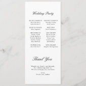 Programme Calligraphie moderne Mariage noir et blanc (Dos)