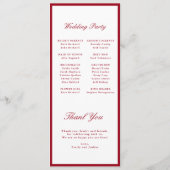 Programme Calligraphie moderne Mariage rouge (Dos)