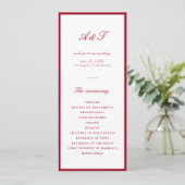 Programme Calligraphie moderne Mariage rouge (Debout devant)
