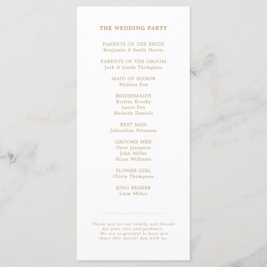Programme Calligraphie moderne or intemporel et mariage blan (Dos)