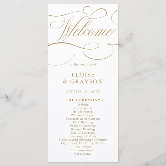 Programme Calligraphie moderne or intemporel et mariage blan (Devant)