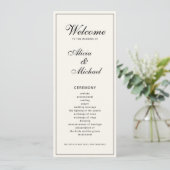 Programme Calligraphie noire élégante classique mariage ivoi (Debout devant)