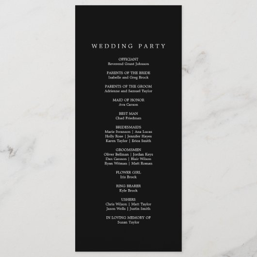 Programme Calligraphie romantique | Mariage de monogramme no (Dos)