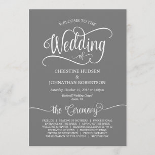 Programme Calligraphie rustique, police grise, cérémonie Mar