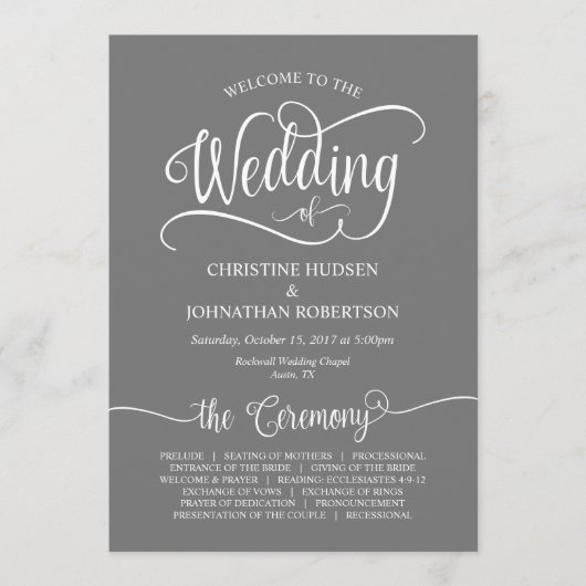 Programme Calligraphie rustique, Police Grise, Cérémonie Mar (Devant)