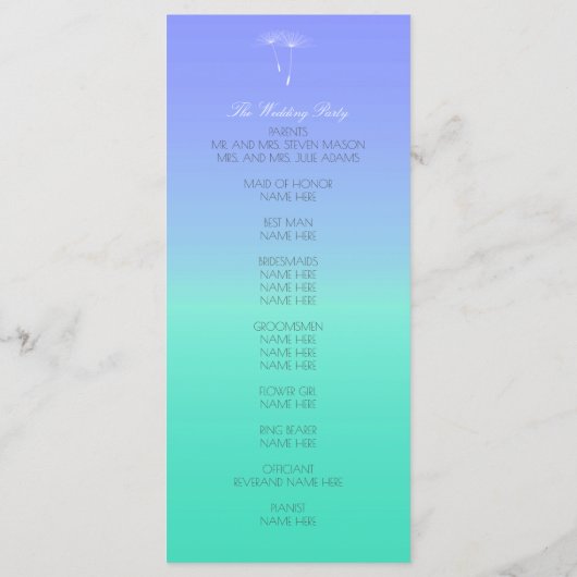 Programme Caribbean Ocean Pastel Ombre Wedding Program (Dos)