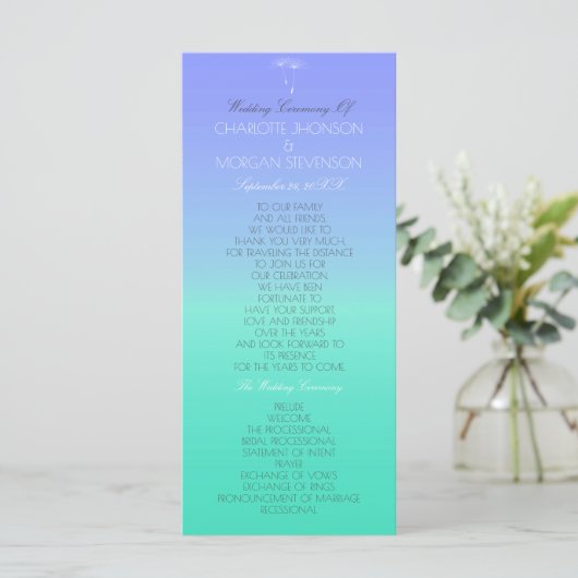 Programme Caribbean Ocean Pastel Ombre Wedding Program (Debout devant)