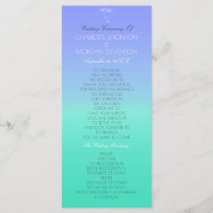 Programme Caribbean Ocean Pastel Ombre Wedding Program