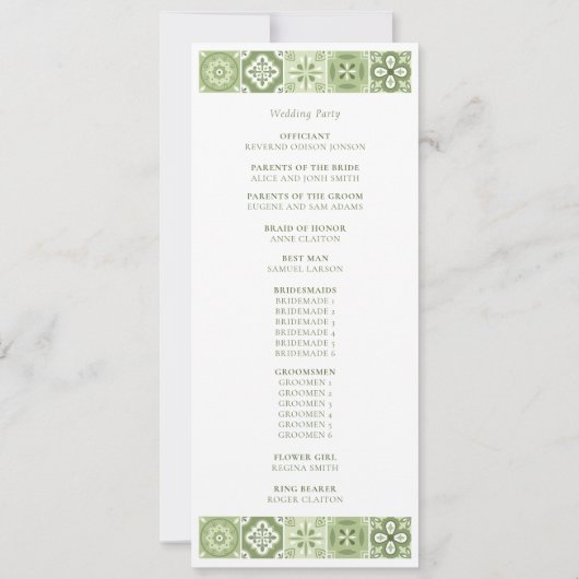 PROGRAMME CARREAUX ESPAGNOLS VERTS (Dos)