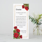 Programme Carton de Table Merci Classique Roses Rouges Or Es (Debout devant)