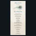 Programme Carton Mariage Turquoise Bohemian Peacock<br><div class="desc">Cartes de programme de mariage bohème avec plumes paon et libellé turquoise. Idéal pour les élégants mariages boho et autres occasions de style vintage.</div>