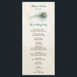 Programme Carton Mariage Turquoise Bohemian Peacock<br><div class="desc">Cartes de programme de mariage bohème avec plumes paon et libellé turquoise. Idéal pour les élégants mariages boho et autres occasions de style vintage.</div>