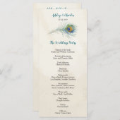 Programme Carton Mariage Turquoise Bohemian Peacock (Devant / Derrière)