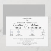 Programme Cartons d'invitation de mariage à chronologie gris (Devant / Derrière)