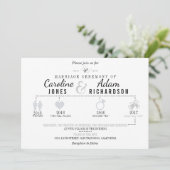 Programme Cartons d'invitation de mariage à chronologie gris (Debout devant)