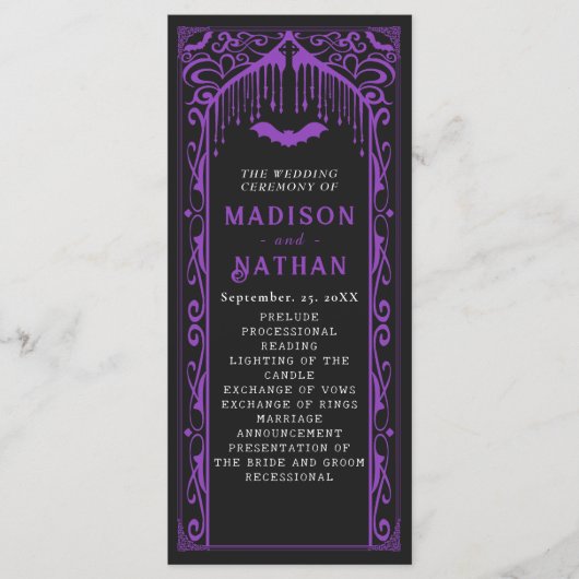 Programme Cathédrale violette Vampire Mariage gothique (Devant)