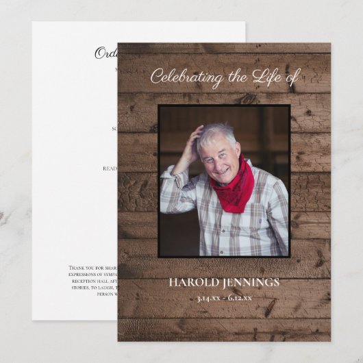 Programme Célébration de la photo rustique de l'ordre de ser (Devant / Derrière)