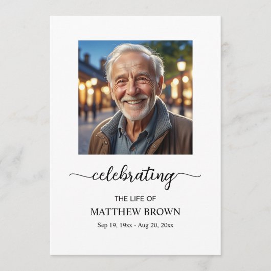 Programme Célébration de la vie 1 Photo Funérailles commémor (Devant)