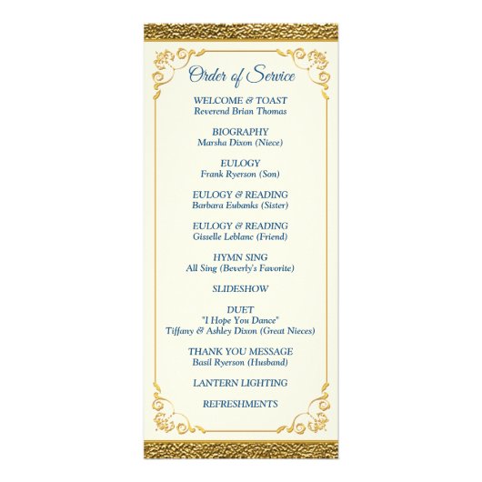 Programme Célébration de la vie avec Photo Blue (Dos)