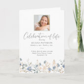 Programme Célébration de la vie Bleu Fleurs sauvages funérai (Devant)